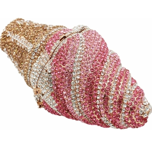 Elegant Pink and Gold Ice Cream Cone Clutch - Picture 4 of 8